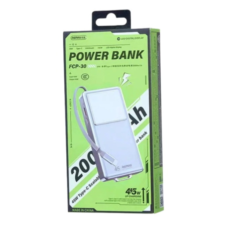 Power Bank 20000mAh 45W avec Câble Télescopique Type-C REMAX FCP-30 - Gris — REMAX · Smarty Paris 18e